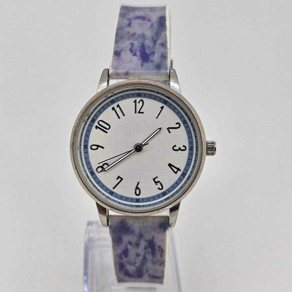 Women's Watch 35MM Gray Dial Floral Plastic Band‎ Straps New Battery